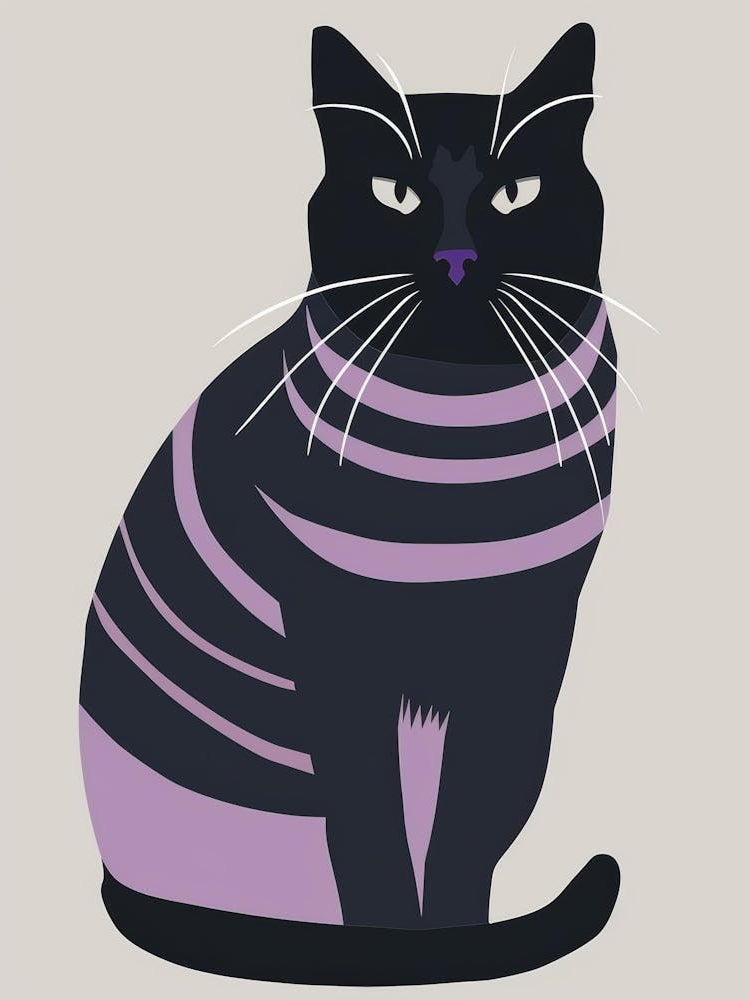 Black Cat With Purple Stripes