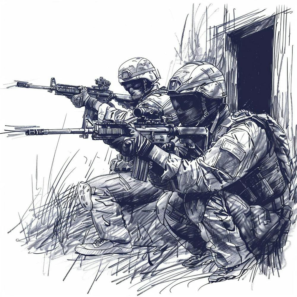 Two Soldiers With Rifles