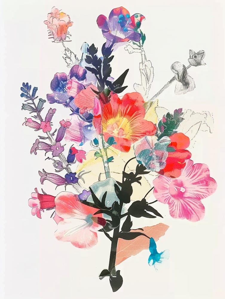 Coral Bells Collage Flower Bouquet