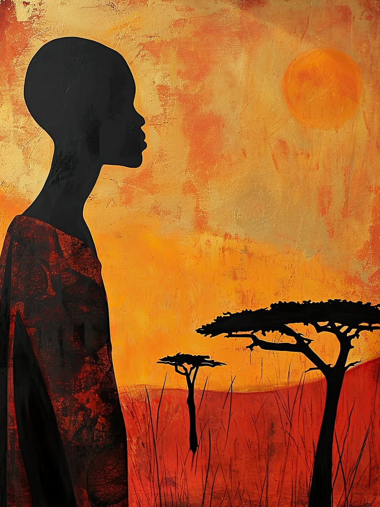 African Woman In Silhouette, Boho