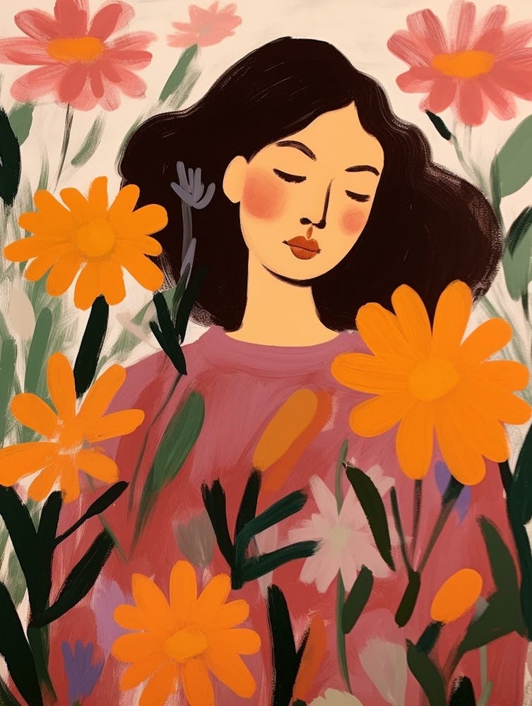 Woman With Autumnal Flowers Veronica Flowers 2