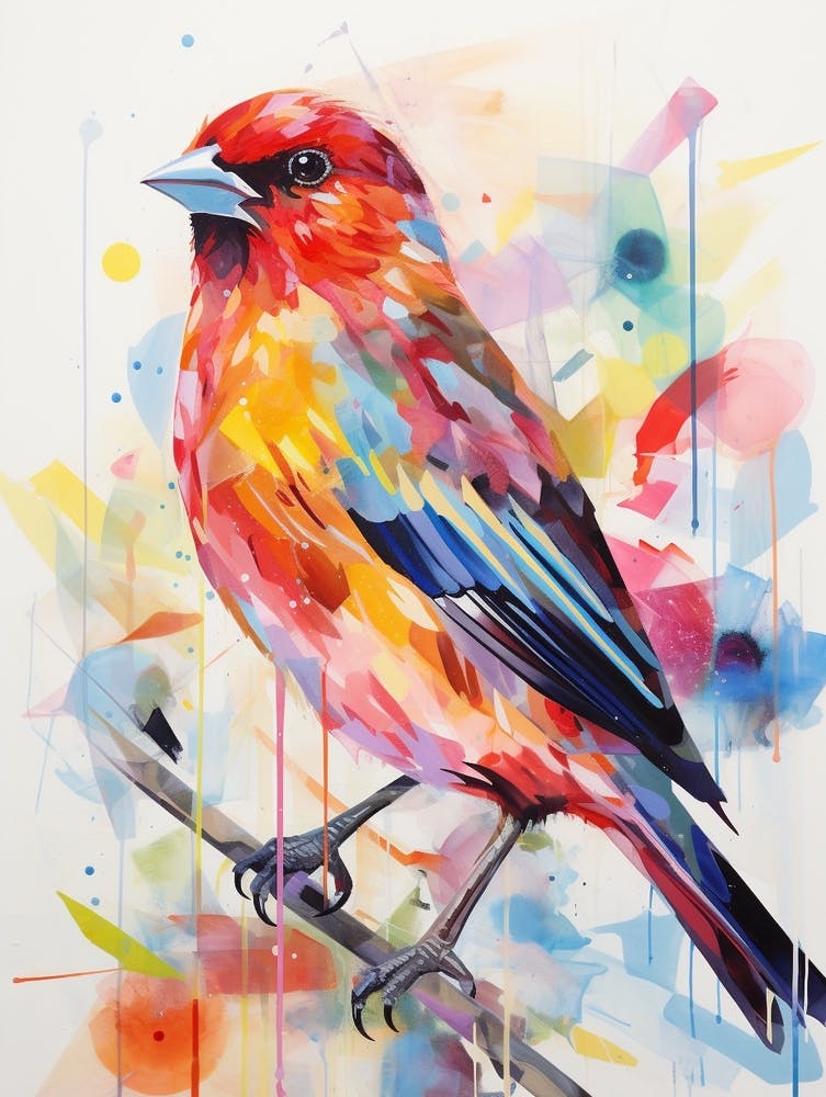 Bird Painting Collage Finch 3