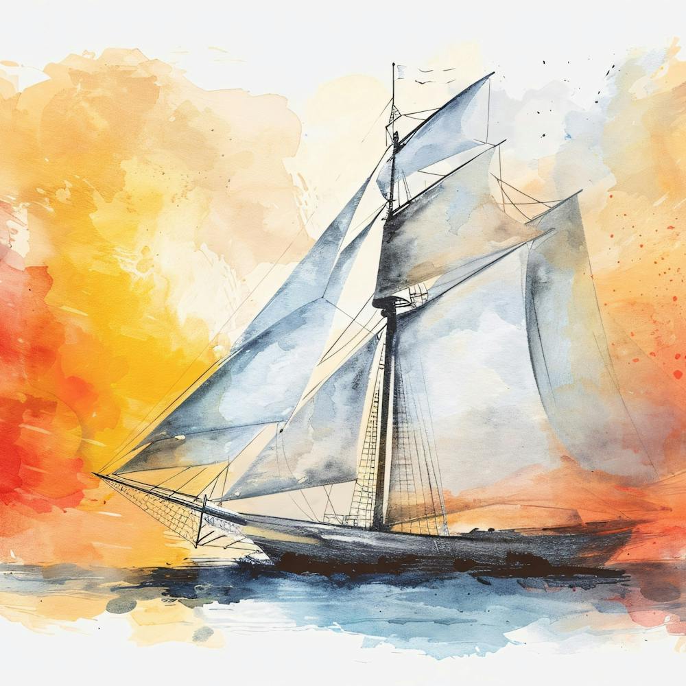 Peinture de Voilier à l'Aquarelle