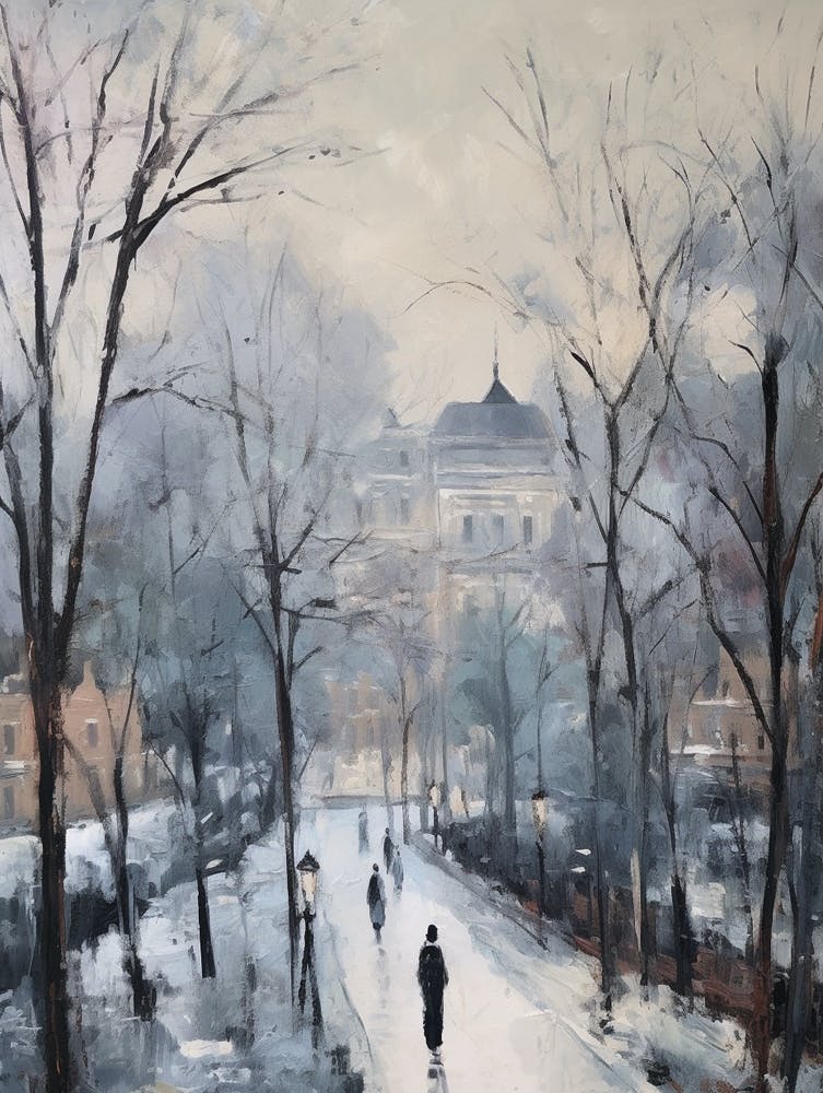 Winter City Park Painting Villa Borghese Gardens Rome 2