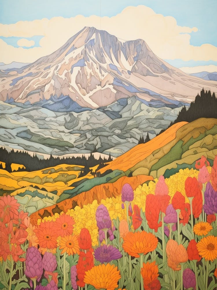 Mount St Helens United States 5 Colourful Mountain Illustration