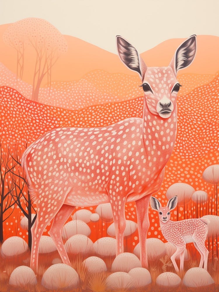 Wild Animal Linocut Orange Inspired