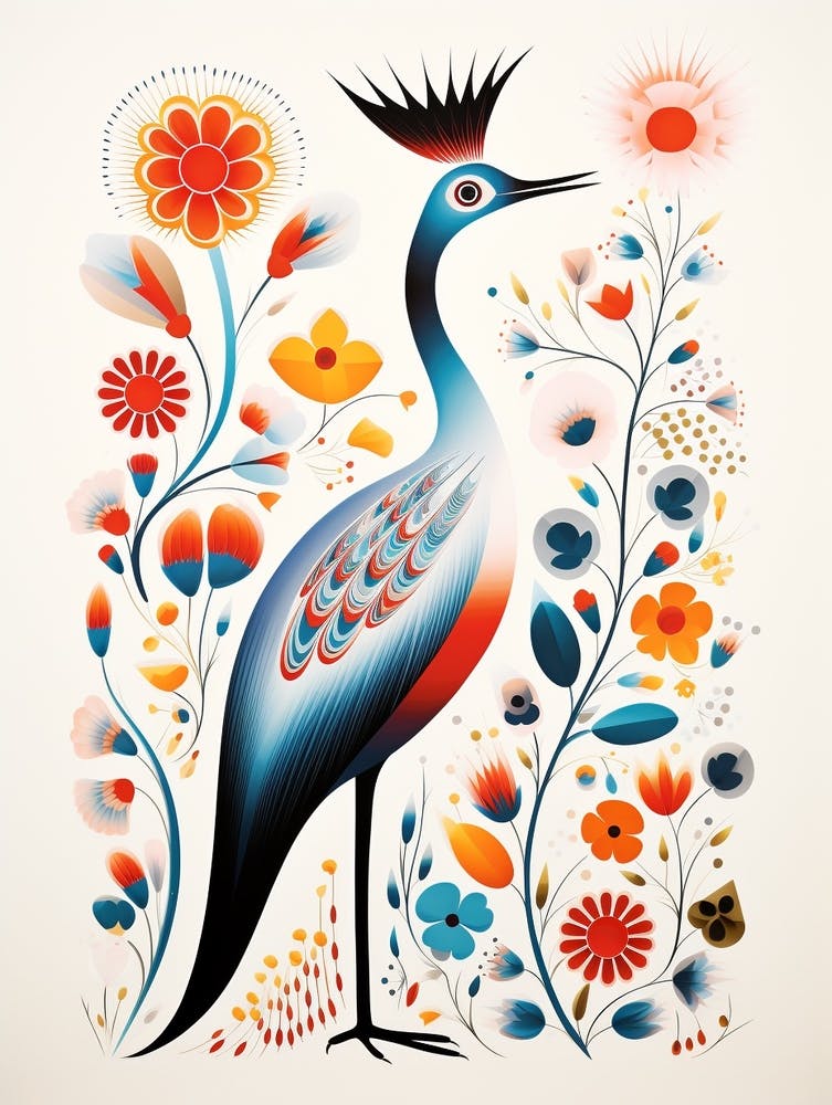 Scandinavian Bird Illustration Grebe 2