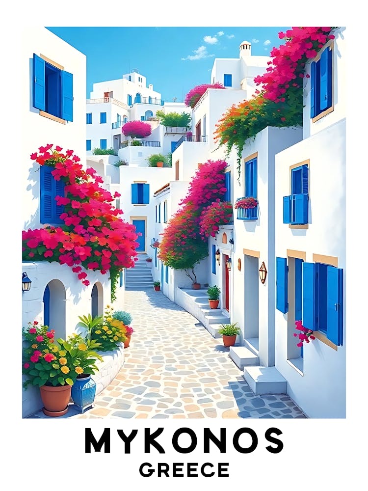 Mykonos - Greece Vintage Travel Poster 23