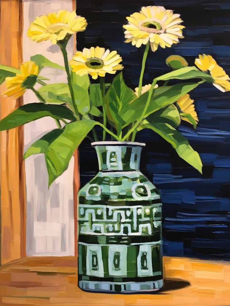 Flowers In A Vase Still Life Painting Daisy 4
