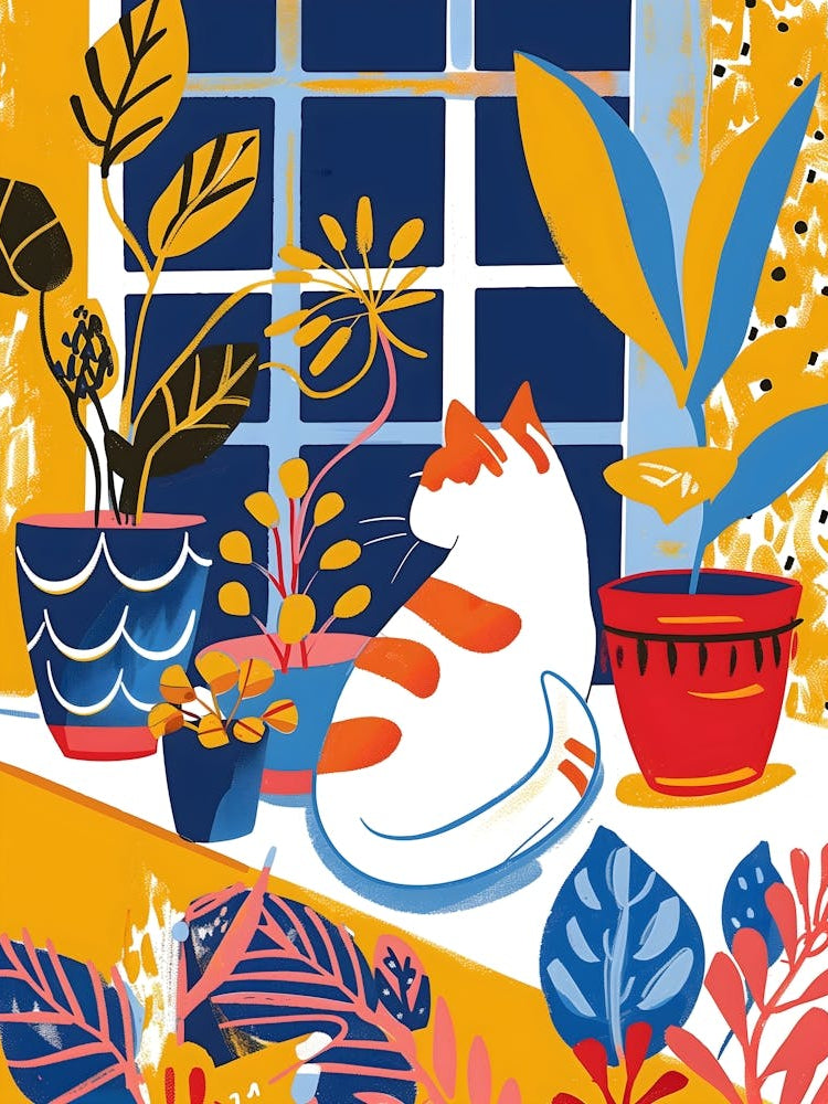 Matisse Inspired, Cat In The Window, Fauvism Style