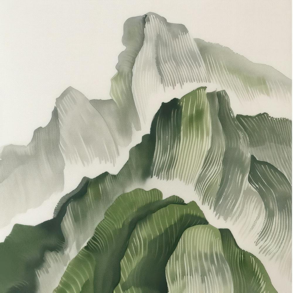 Japanese Watercolour Of Mount Tanigawa 2