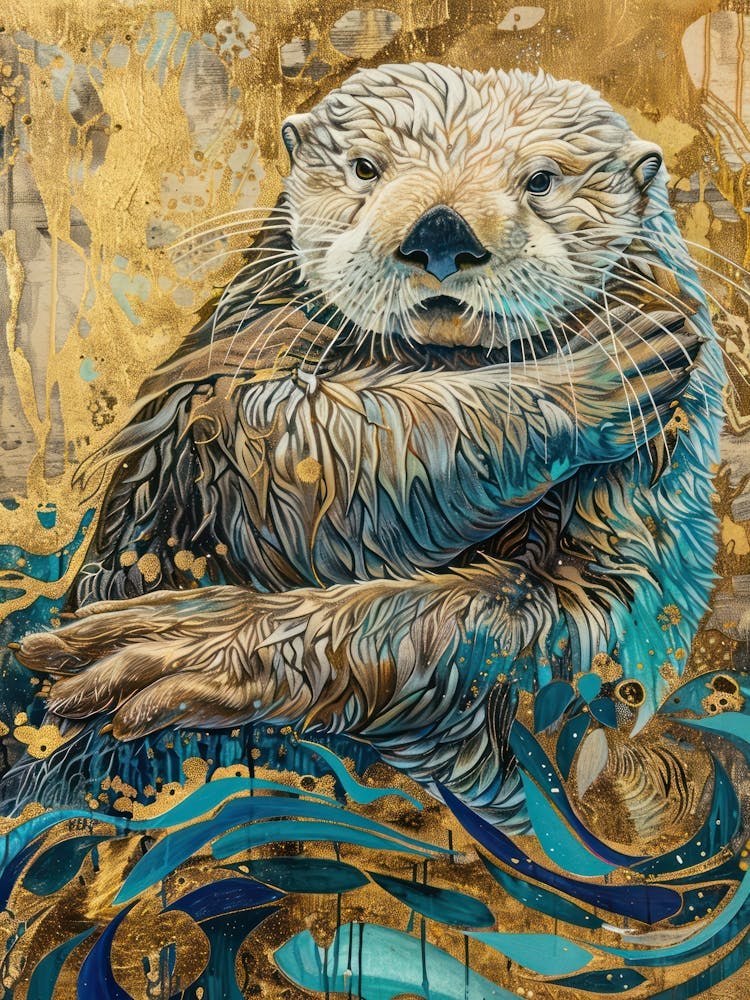 Sea Otter Gold Effect Collage 2