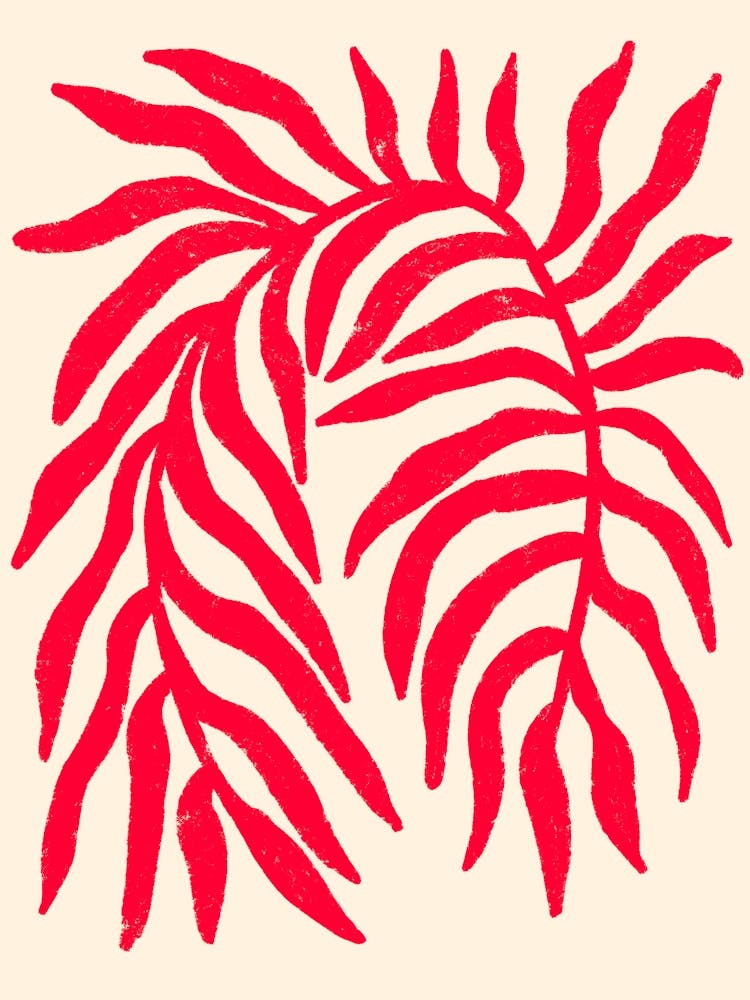 Red Silhouette Textured Branch 1