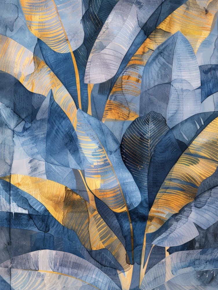 Blue And Gold Leaves 6