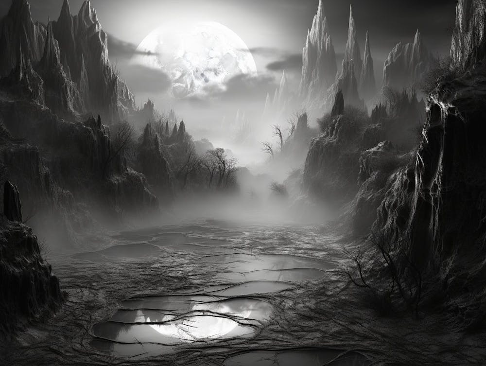 Ethereal Landscape Abstract Black And White 3