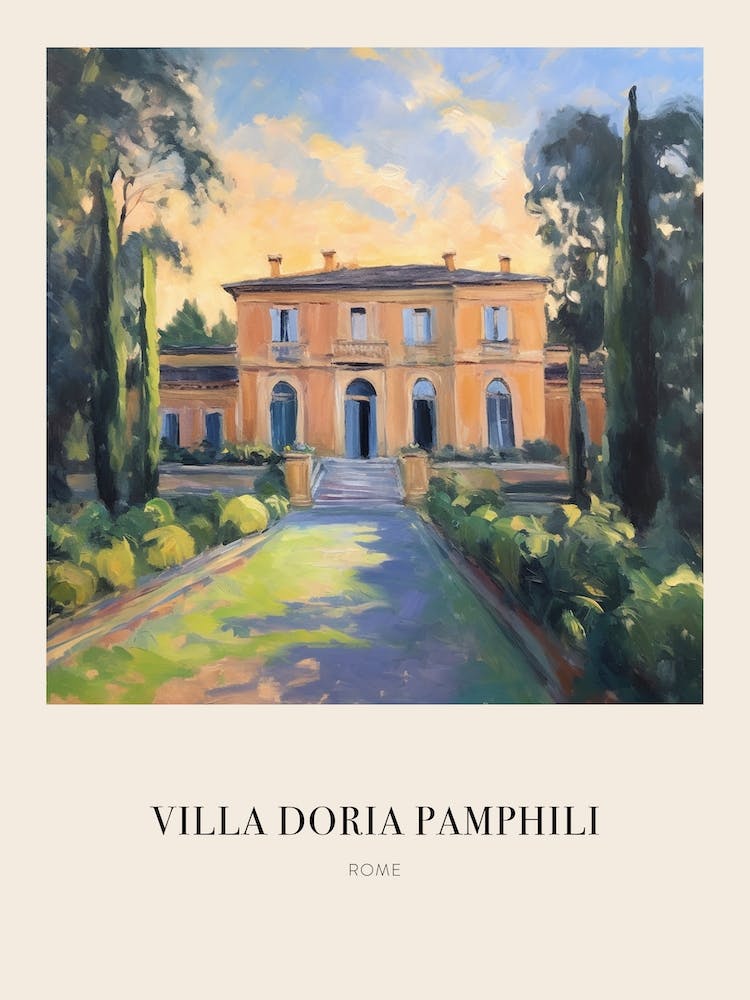 Villa Doria Pamphili Rome Italy 2 Vintage Cezanne Inspired Poster