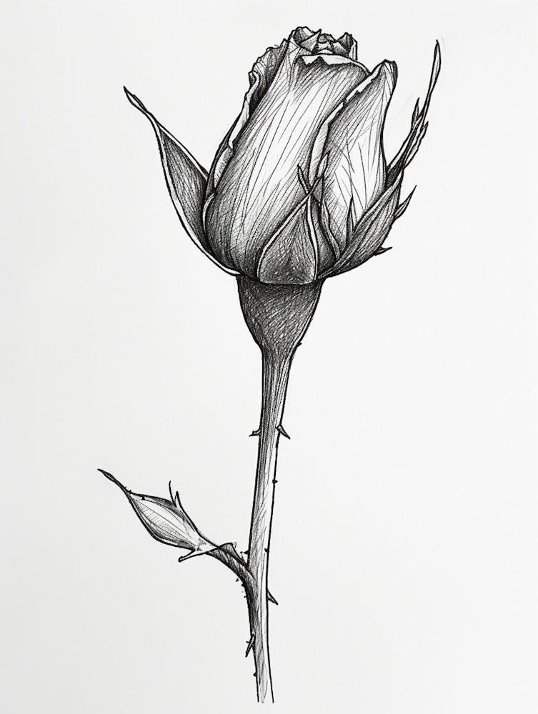 Dessin au Trait de Rose Anglaise en Fleur 1