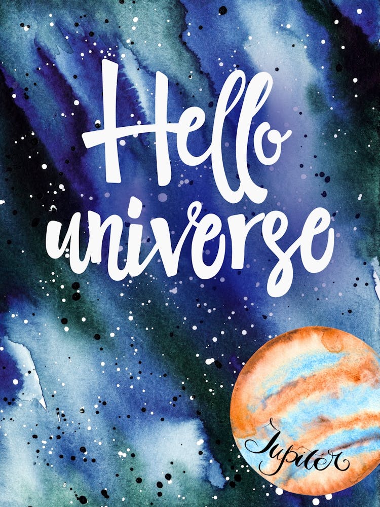 Hello Universe — Space Neon Watercolor #12