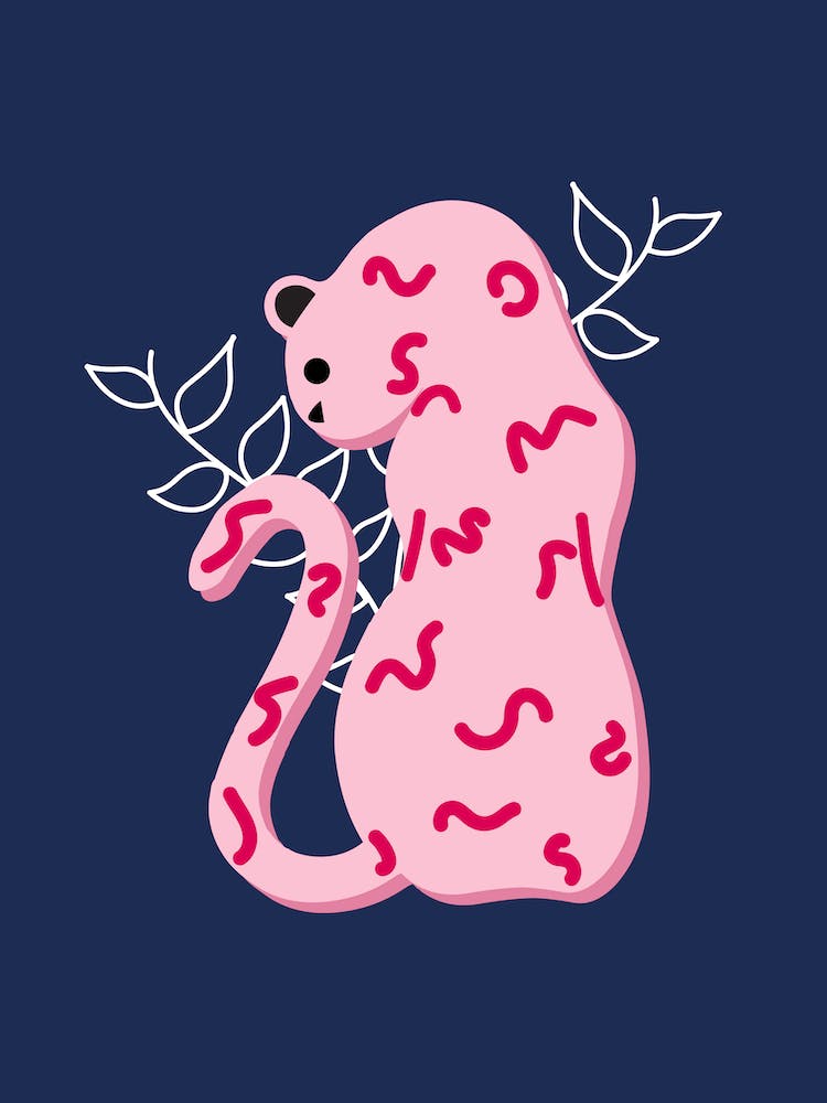 Botanical Leopard Blue Pink Print