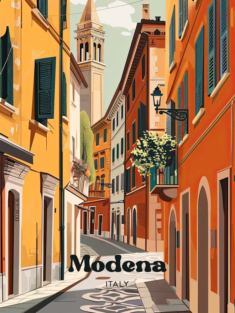 Modena Italy Streetview Digital Travel Art