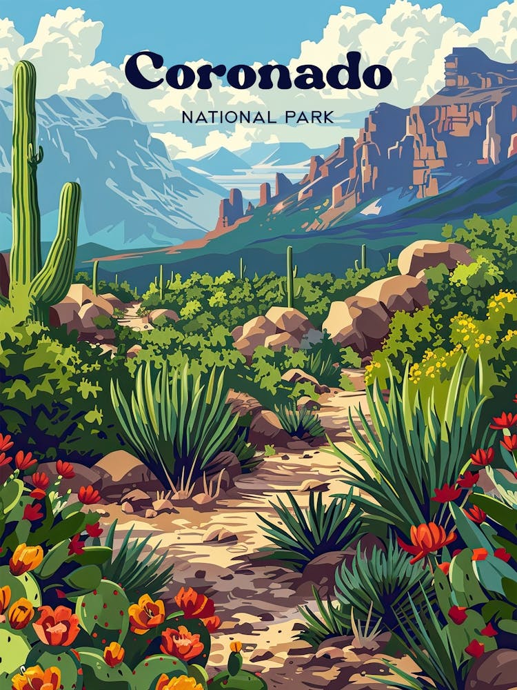 Coronado National Forest Arizona Colorful Digital Travel Art