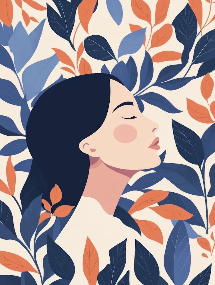 Illustration Of A Woman With Leaves 1