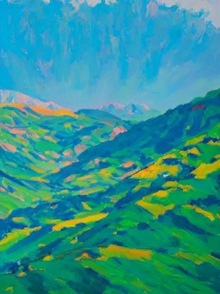 Écrins National Park France Blue Oil Painting 1 
