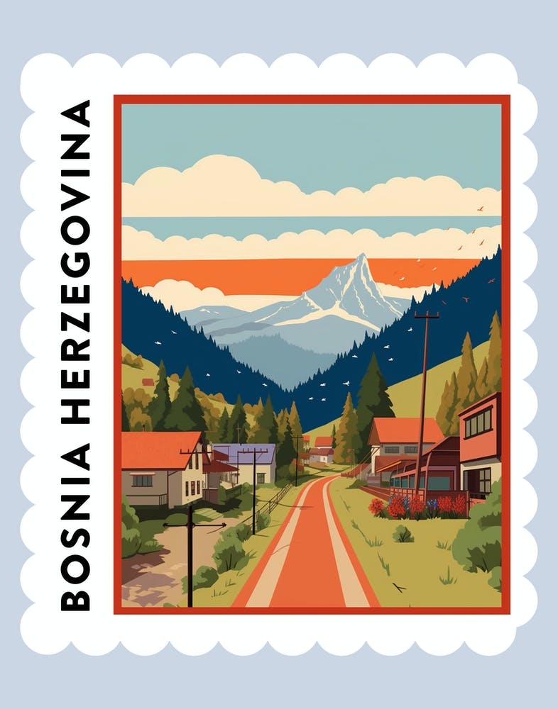 Bosnia Herzegovina 2 Travel Stamp Poster