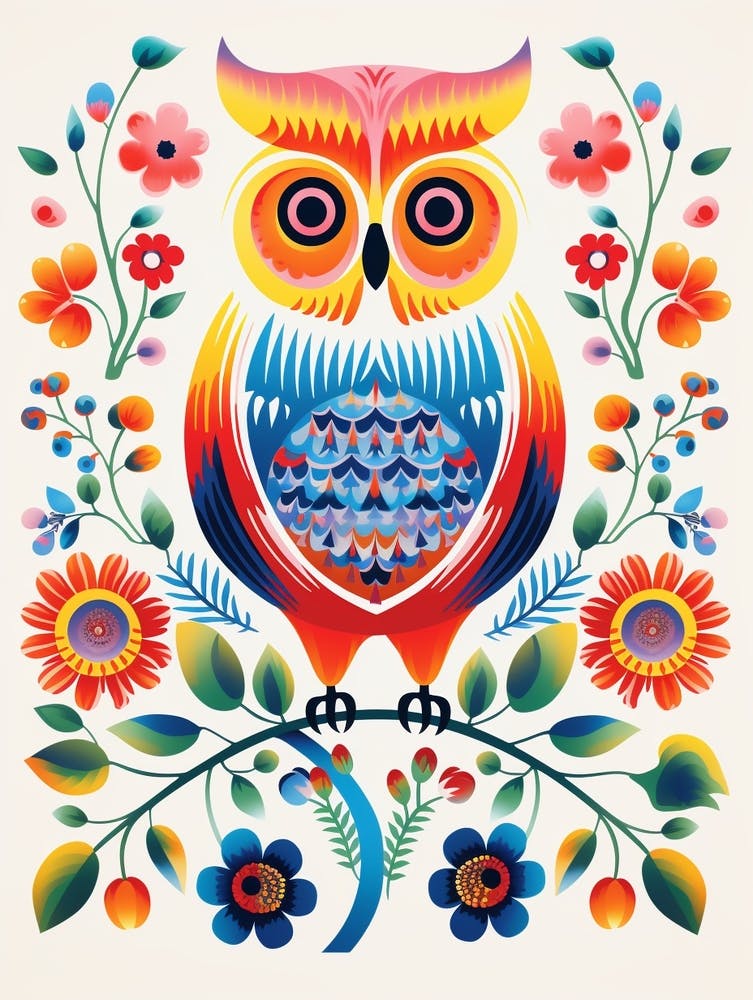 Scandinavian Bird Illustration Owl 3