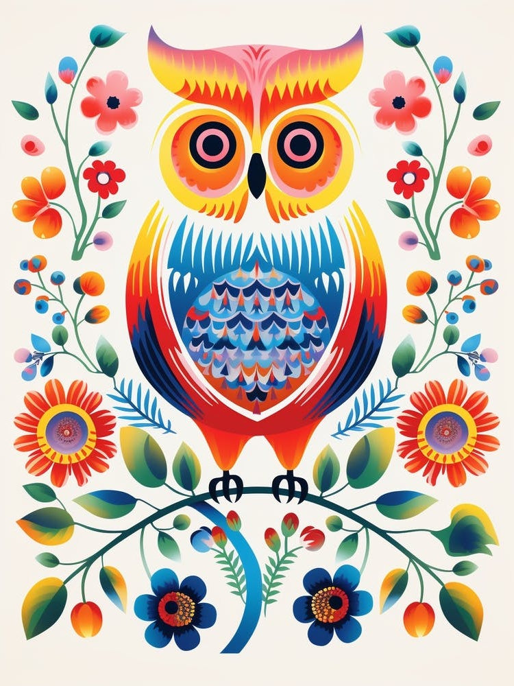 Scandinavian Bird Illustration Owl 3