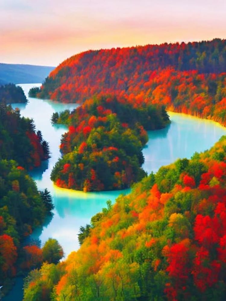 Plitvice Lakes National Park Croatia Abstract Colourful