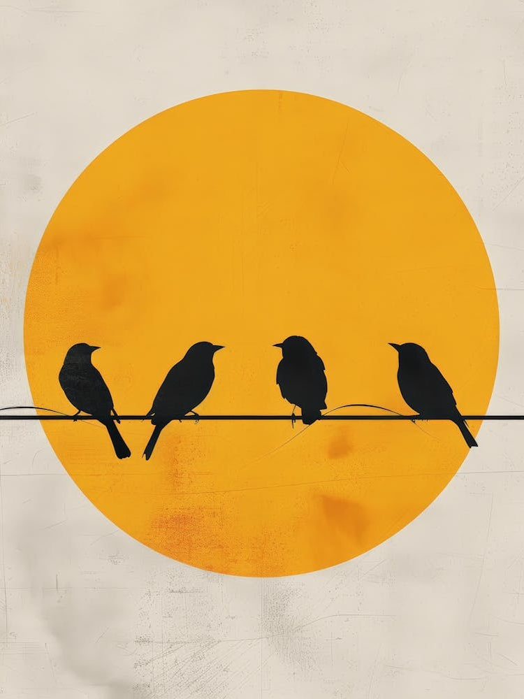 Birds On Wire Canvas Print