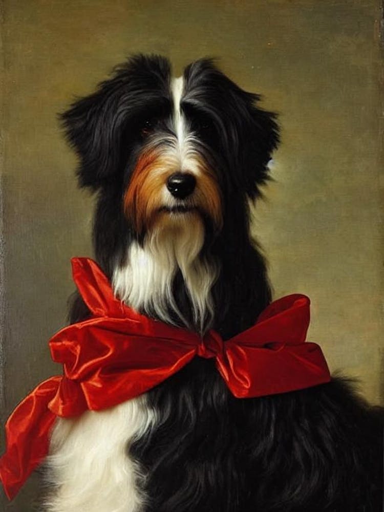 Bearded Collie Renaissance Portrait Oil Painting