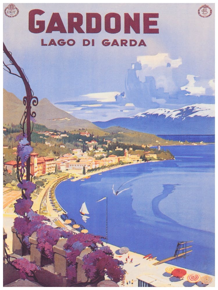 Gardone Italy,Gardone Riviera, Lake Garda, Vintage Travel Poster