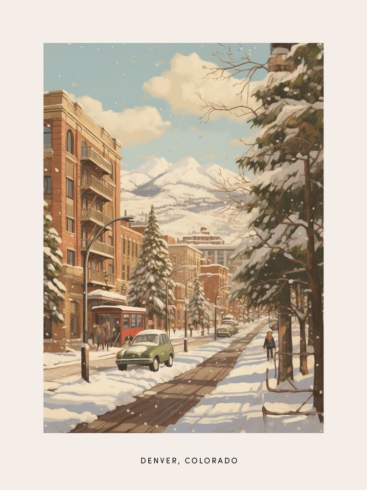Vintage Winter Poster Denver Colorado