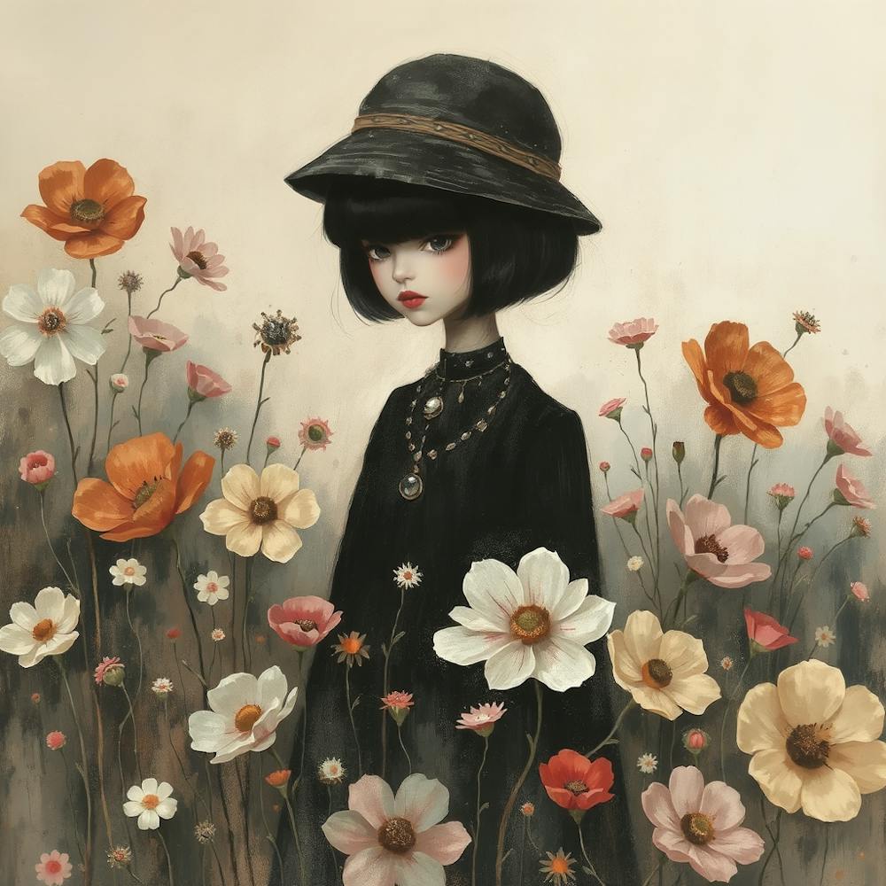 Goth Girl in Flowers