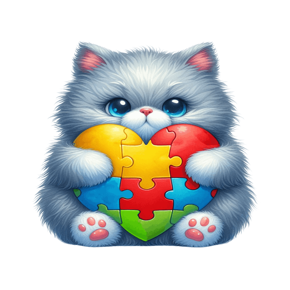Autism Puzzle Piece Cat (Persian)