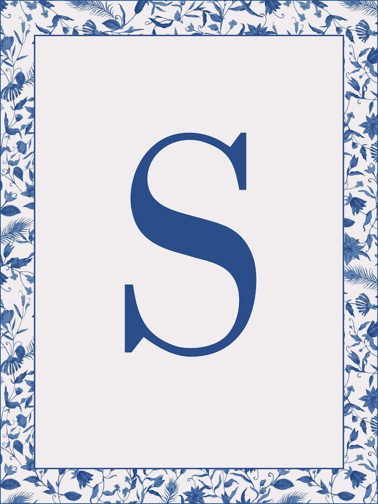 Lettre S Monogramme Initiale Bleue