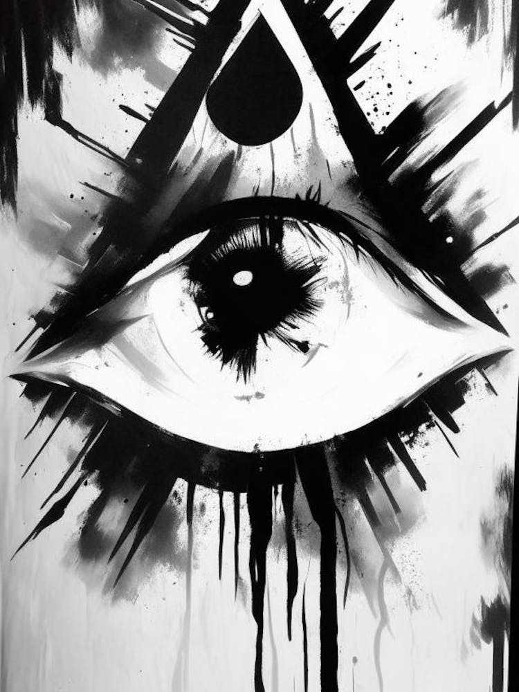 Abstract Expression, Symbol, Third Eye Black & White 1