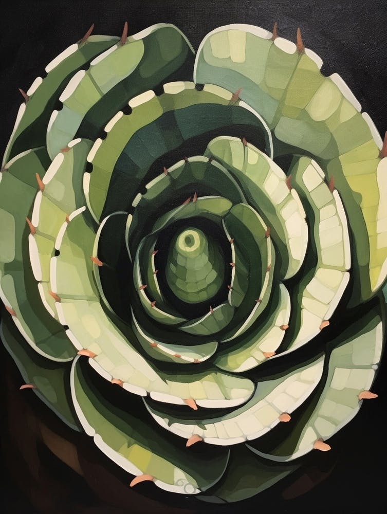 Modern Abstract Cactus Painting Gymnocalycium Cactus 2