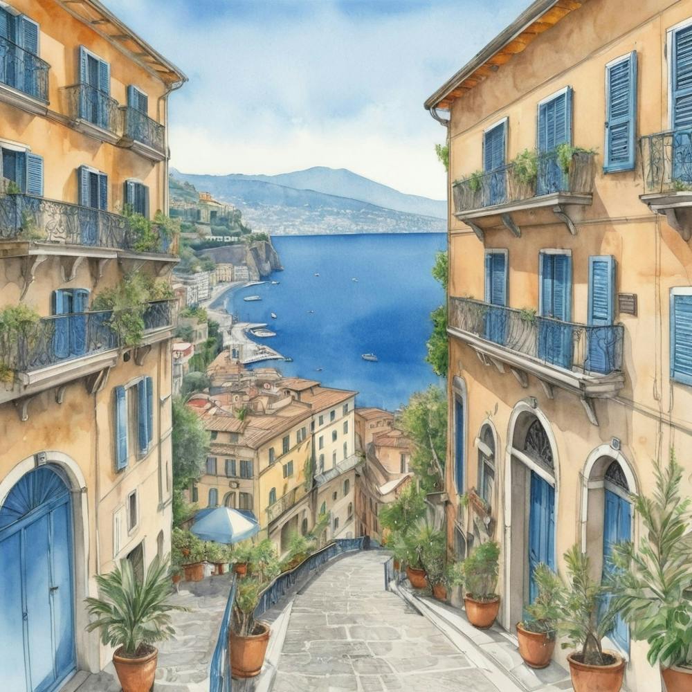 Sorrento Italy Blue Drawing 1