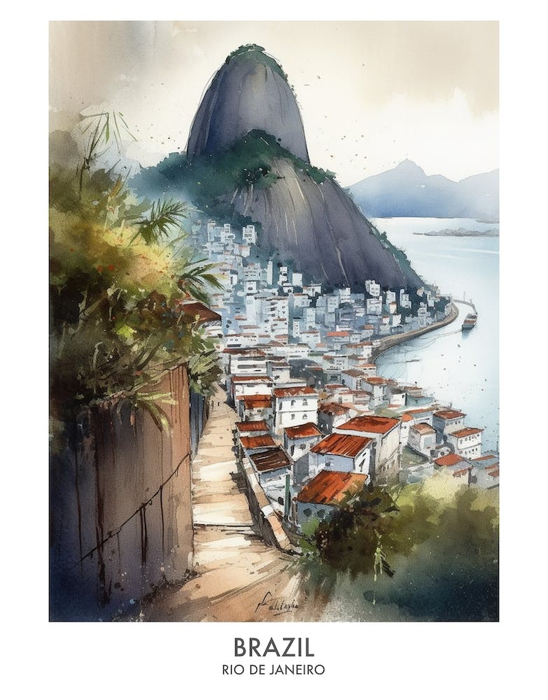 Rio De Janeiro, Brazil 7 Watercolor Travel Poster