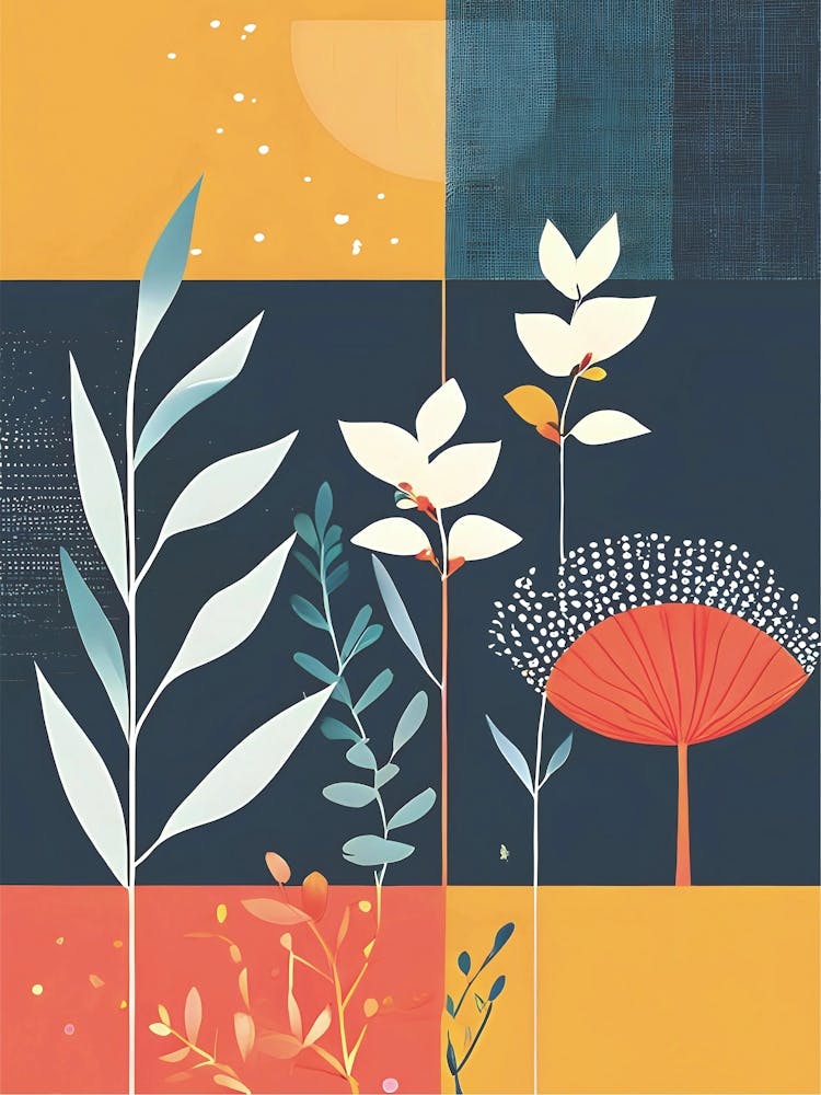 Abstract Flowers and Leaves in Bloom 1