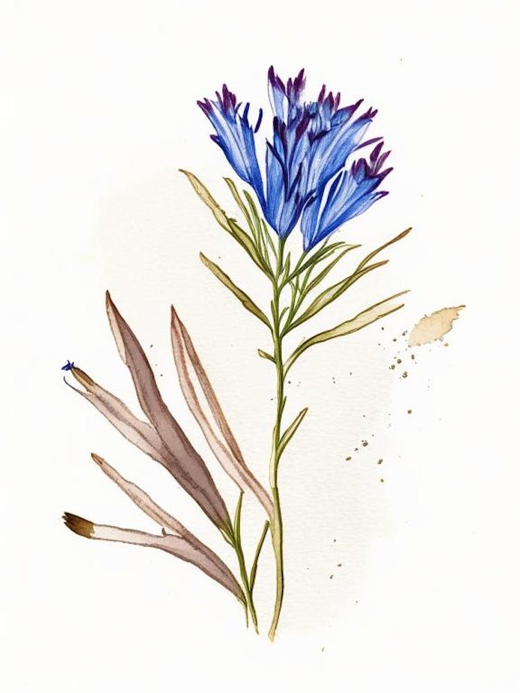 Chicory Herb Minimalist Watercolour