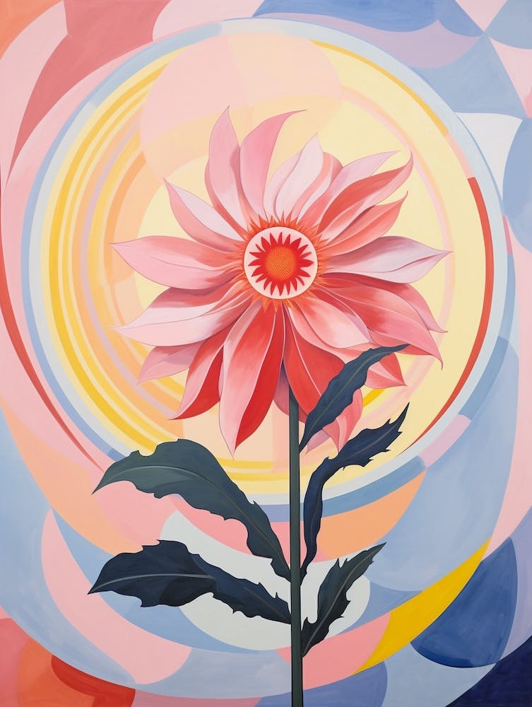 Gaillardia 4 Hilma Af Klint Inspired Pastel Flower Painting