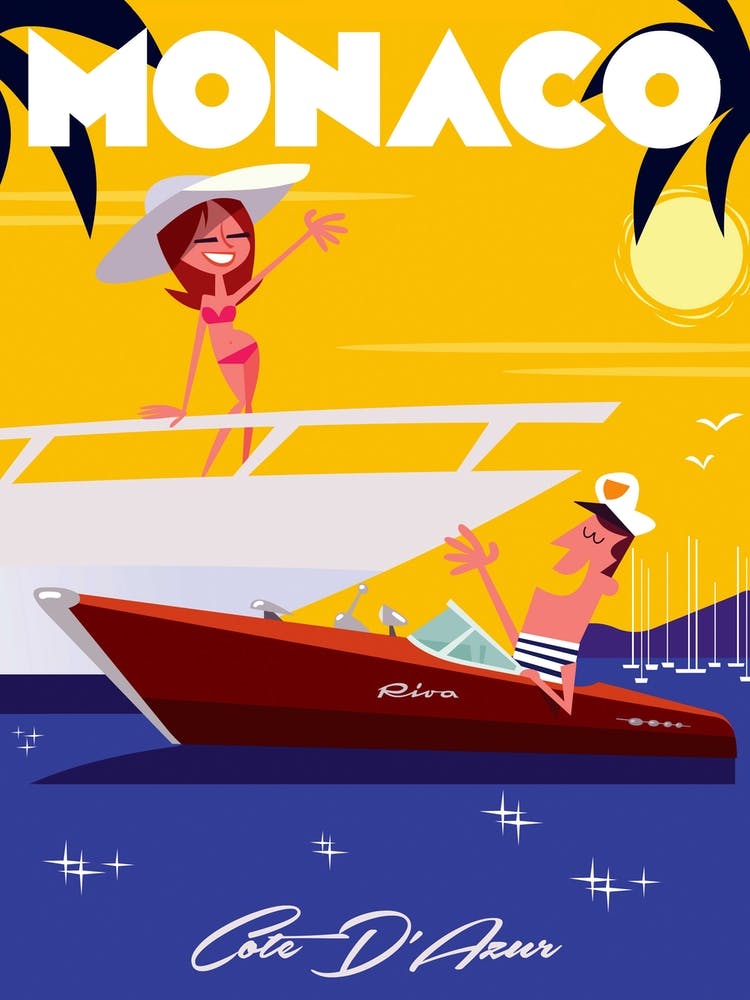 Monaco Poster Yellow & Purple