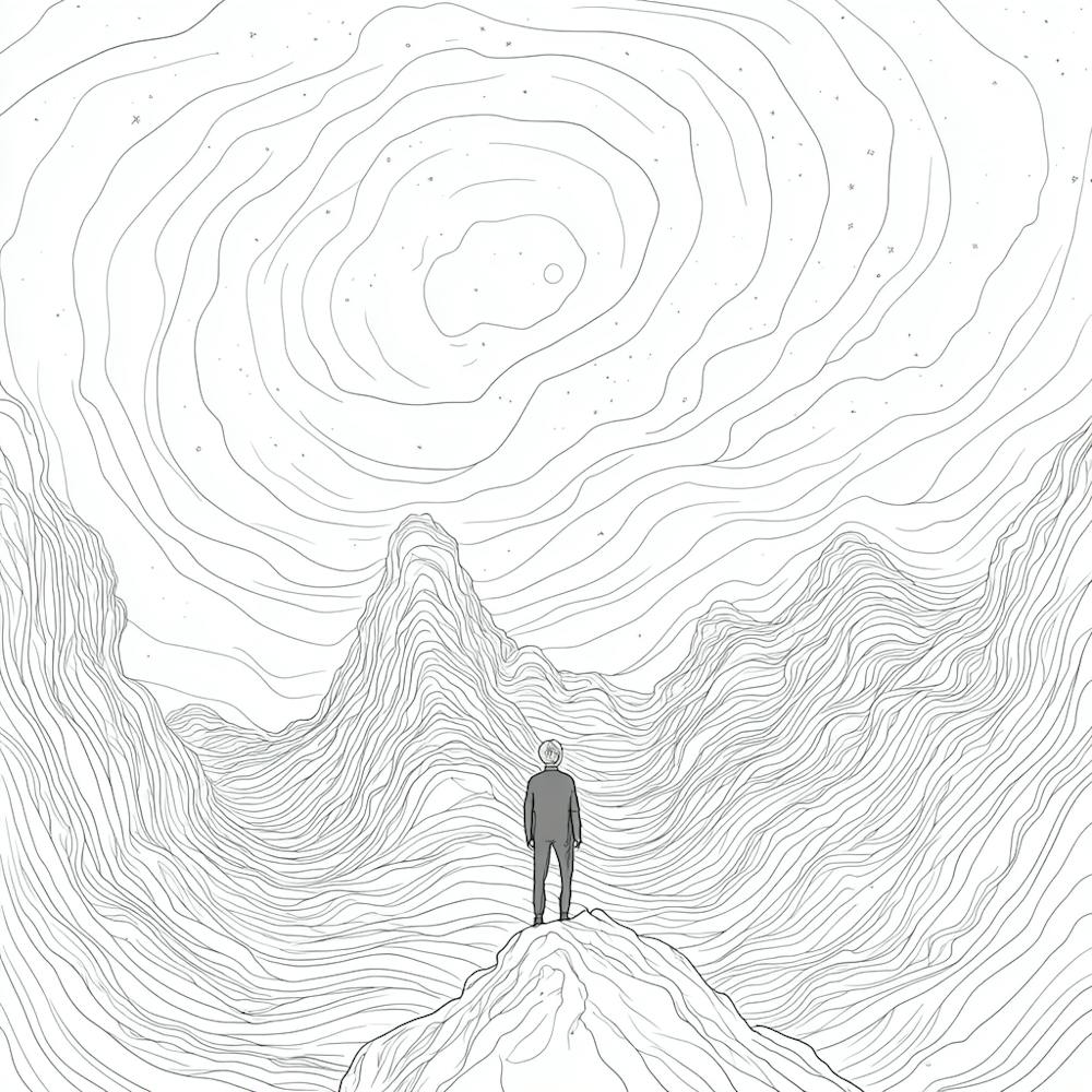 Man Standing On Top Of Mountain