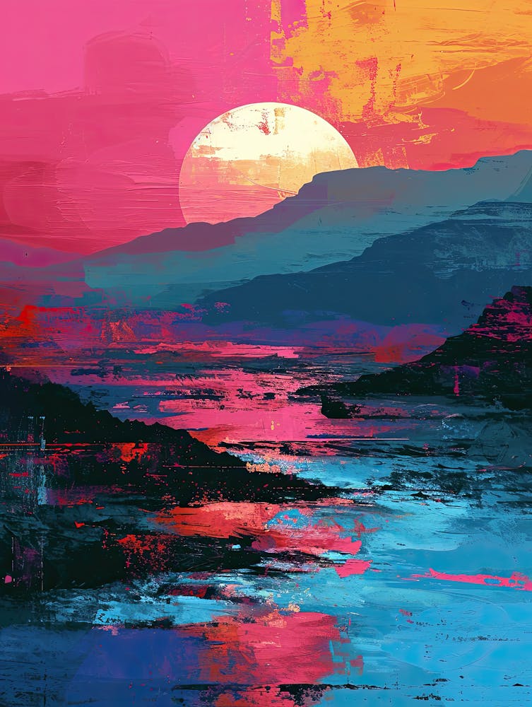 Sunset In Scotland | Pixel Minimalism Art Series