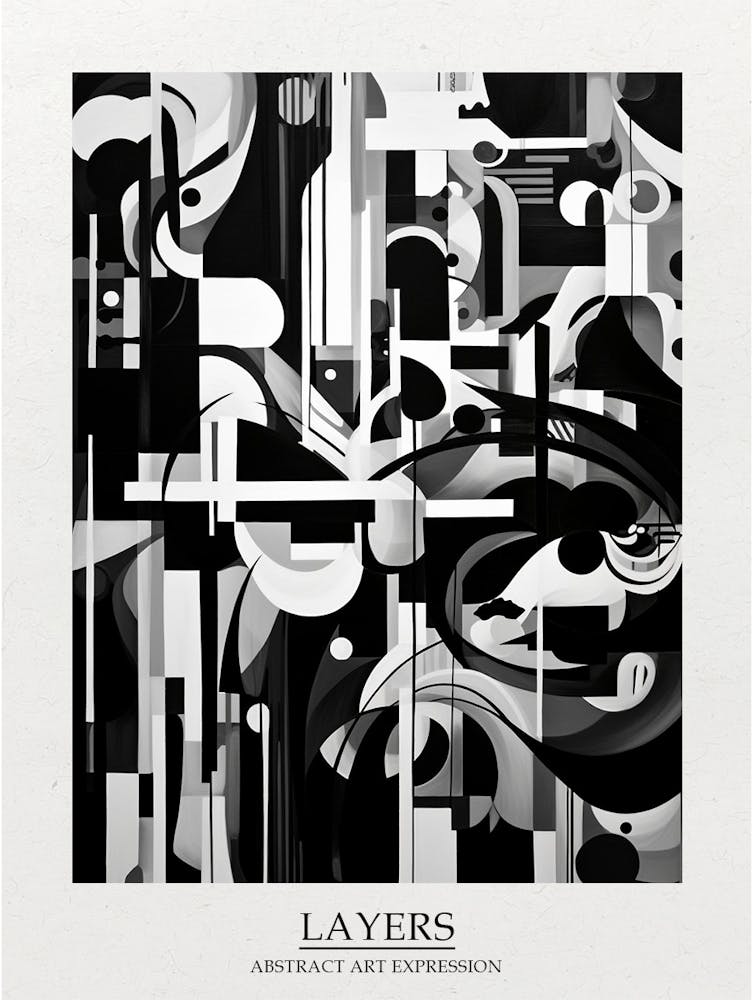 Layers Abstract Black And White 3 Poster