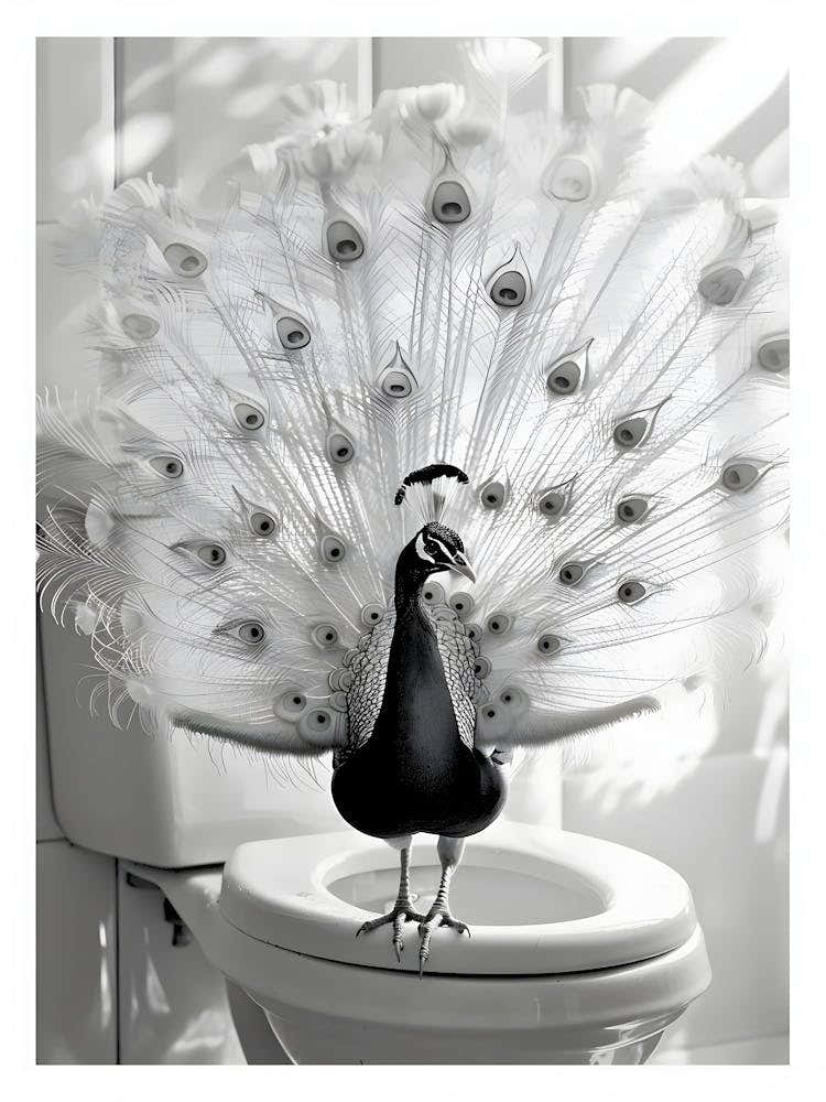 Peacock On Toilet